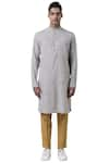 Buy_Suketdhir_Grey Cotton Plain Kurta  _Online_at_Aza_Fashions