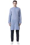 Buy_Suketdhir_Blue Cotton Plain Kurta  _Online_at_Aza_Fashions