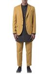 Buy_Suketdhir_Yellow Cotton Plain Blazer Jacket  _at_Aza_Fashions