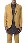 Suketdhir_Yellow Cotton Plain Blazer Jacket  _Online_at_Aza_Fashions