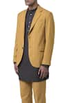 Shop_Suketdhir_Yellow Cotton Plain Blazer Jacket  _Online_at_Aza_Fashions