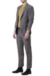 Suketdhir_Grey Heavy Cotton Plain Blazer Jacket  _Online_at_Aza_Fashions