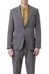 Shop_Suketdhir_Grey Cotton Blazer Jacket_Online_at_Aza_Fashions