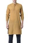 Suketdhir_Yellow Cotton Solid Handwoven Kurta  _Online_at_Aza_Fashions