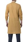 Shop_Suketdhir_Yellow Cotton Solid Handwoven Kurta For Men_Online_at_Aza_Fashions