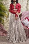 Buy_Ridhima Bhasin_Embroidered Blouse With Printed Lehenga Set_at_Aza_Fashions