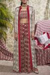 Buy_Ridhima Bhasin_Red Printed Bustier With Sharara Pants And Jacket_at_Aza_Fashions