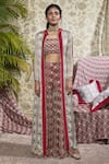 Buy_Ridhima Bhasin_Red Printed Bustier With Sharara Pants And Jacket_Online_at_Aza_Fashions