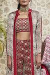 Shop_Ridhima Bhasin_Red Printed Bustier With Sharara Pants And Jacket_Online_at_Aza_Fashions