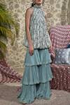 Buy_Ridhima Bhasin_Blue Printed Tunic And Sharara Pants_at_Aza_Fashions