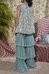 Shop_Ridhima Bhasin_Blue Printed Tunic And Sharara Pants_at_Aza_Fashions