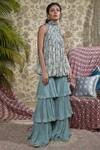 Buy_Ridhima Bhasin_Blue Printed Tunic And Sharara Pants_Online_at_Aza_Fashions