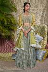 Buy_Ridhima Bhasin_Blue Printed And Embroidered Lehenga Set_at_Aza_Fashions