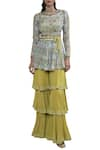 Ridhima Bhasin_Blue Printed Peplum Kurta Sharara Set_Online_at_Aza_Fashions