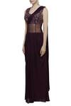 Abhi Singh Wine Round Embroidered Pre Draped Saree Online at Aza Fashions Abhi Singh_Wine Round Embroidered Pre Draped Saree _Online_at_Aza_Fashions