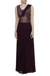 Shop Abhi Singh Wine Round Embroidered Pre Draped Saree Online at Aza Fashions Shop_Abhi Singh_Wine Round Embroidered Pre Draped Saree _Online_at_Aza_Fashions