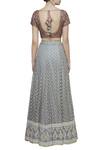 Shop_Abhi Singh_Grey Plunge Neck Hand Embroidered Bridal Lehenga Set _at_Aza_Fashions