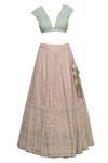 Buy Abhi Singh Green Plunge Neck Hand Embroidered Lehenga Set Online at Aza Fashions Buy_Abhi Singh_Green Plunge Neck Hand Embroidered Lehenga Set _Online_at_Aza_Fashions