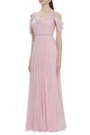 Buy Pooja Peshoria Pink Georgette Round Embellished Cold Shoulder Gown Online at Aza Fashions Buy_Pooja Peshoria_Pink Georgette Round Embellished Cold Shoulder Gown _Online_at_Aza_Fashions