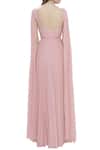 Shop Pooja Peshoria Pink Georgette Scoop Neckline Embroidered Gown With Attached Drape at Aza Fashions Shop_Pooja Peshoria_Pink Georgette Scoop Neckline Embroidered Gown With Attached Drape _at_Aza_Fashions