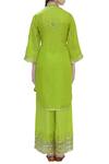 Shop_Gopi Vaid_Green Linen Satin Embroidered Kurta Palazzo Set_at_Aza_Fashions