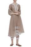 Buy_Neha Khullar_Beige Cotton Silk Embroidered Kurta Set For Kids_at_Aza_Fashions