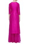 Shop_Neha Khullar_Pink Silk V Neck Embroidered Kurta Palazzo Set For Women_at_Aza_Fashions