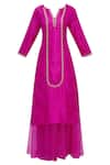 Buy_Neha Khullar_Pink Silk V Neck Embroidered Kurta Palazzo Set For Women_Online_at_Aza_Fashions