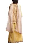 Shop_Sue Mue_Yellow Cotton Kurta Split Neck Handloom Embroidered Sharara Set _at_Aza_Fashions