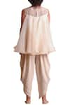 Shop_Sue Mue_Off White Organza Kurta Round Embroidered Dhoti Pant Set _at_Aza_Fashions