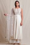 Buy Sue Mue Off White Tulle, Linen Dupatta Dori, Kurta, Resham Thread Embroidery Bateau Set Online at Aza Fashions Buy_Sue Mue_Off White Tulle, Linen Dupatta Dori, Kurta, Resham Thread Embroidery Bateau Set _Online_at_Aza_Fashions