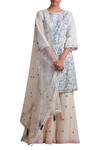 Buy Sue Mue Off White Tulle, Linen, Jute Cutdana Embroidery, Resham Thread Round Kurta Set at Aza Fashions Buy_Sue Mue_Off White Tulle, Linen, Jute Cutdana Embroidery, Resham Thread Round Kurta Set _at_Aza_Fashions