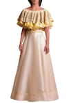 Buy_Sue Mue_Yellow Satin Organza Cape Zardozi Embroidered With Lehenga _at_Aza_Fashions