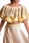 Sue Mue_Yellow Satin Organza Cape Zardozi Embroidered With Lehenga _Online_at_Aza_Fashions