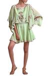 Buy Sue Mue Green Cotton, Linen Wide Neck Embroidered Dress at Aza Fashions Buy_Sue Mue_Green Cotton, Linen Wide Neck Embroidered Dress _at_Aza_Fashions
