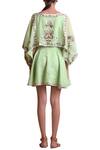 Shop Sue Mue Green Cotton, Linen Wide Neck Embroidered Dress at Aza Fashions Shop_Sue Mue_Green Cotton, Linen Wide Neck Embroidered Dress _at_Aza_Fashions