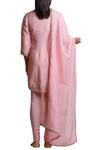 Shop Sue Mue Pink Cotton, Linen, Lycra Crepe Round Embroidered Kurta Set at Aza Fashions Shop_Sue Mue_Pink Cotton, Linen, Lycra Crepe Round Embroidered Kurta Set _at_Aza_Fashions