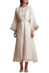 Buy_Sue Mue_Off White Cotton Keyhole Embroidered Jacket Kurta Set _at_Aza_Fashions