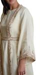 Sue Mue_Off White Cotton Keyhole Embroidered Jacket Kurta Set _Online_at_Aza_Fashions