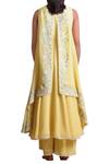Shop Sue Mue Yellow Cotton And Jute Round Embroidered Layered Kurta Palazzo Set Online at Aza Fashions Shop_Sue Mue_Yellow Cotton And Jute Round Embroidered Layered Kurta Palazzo Set _Online_at_Aza_Fashions