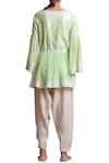 Shop_Sue Mue_Green Cotton Round Embroidered Peplum Kurta _at_Aza_Fashions