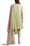 Shop_Sue Mue_Green Cotton Kurta Round Handloom Anarkali Set _at_Aza_Fashions