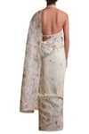 Shop_Sue Mue_Off White Linen Blouse Halter Neckline Embroidered Saree With _at_Aza_Fashions