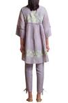 Shop Sue Mue Grey Linen Mandarin Collar Embroidered Tunic With Pant at Aza Fashions Shop_Sue Mue_Grey Linen Mandarin Collar Embroidered Tunic With Pant _at_Aza_Fashions