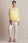 Buy Sue Mue Yellow Linen Round Embroidered Top at Aza Fashions Buy_Sue Mue_Yellow Linen Round Embroidered Top _at_Aza_Fashions