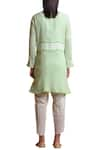 Shop_Sue Mue_Green Handloom Cotton V Neck Embroidered Kurta Set _at_Aza_Fashions