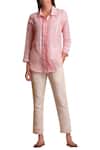 Buy Sue Mue Pink Linen Shirt Collar Embroidered Online at Aza Fashions Buy_Sue Mue_Pink Linen Shirt Collar Embroidered _Online_at_Aza_Fashions