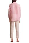 Shop Sue Mue Pink Linen Shirt Collar Embroidered at Aza Fashions Shop_Sue Mue_Pink Linen Shirt Collar Embroidered _at_Aza_Fashions