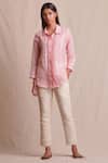 Buy Sue Mue Pink Linen Shirt Collar Embroidered at Aza Fashions Buy_Sue Mue_Pink Linen Shirt Collar Embroidered _at_Aza_Fashions