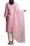 Shop_Sue Mue_Pink Jute V Neck Handloom Embroidered Kurta Set _at_Aza_Fashions